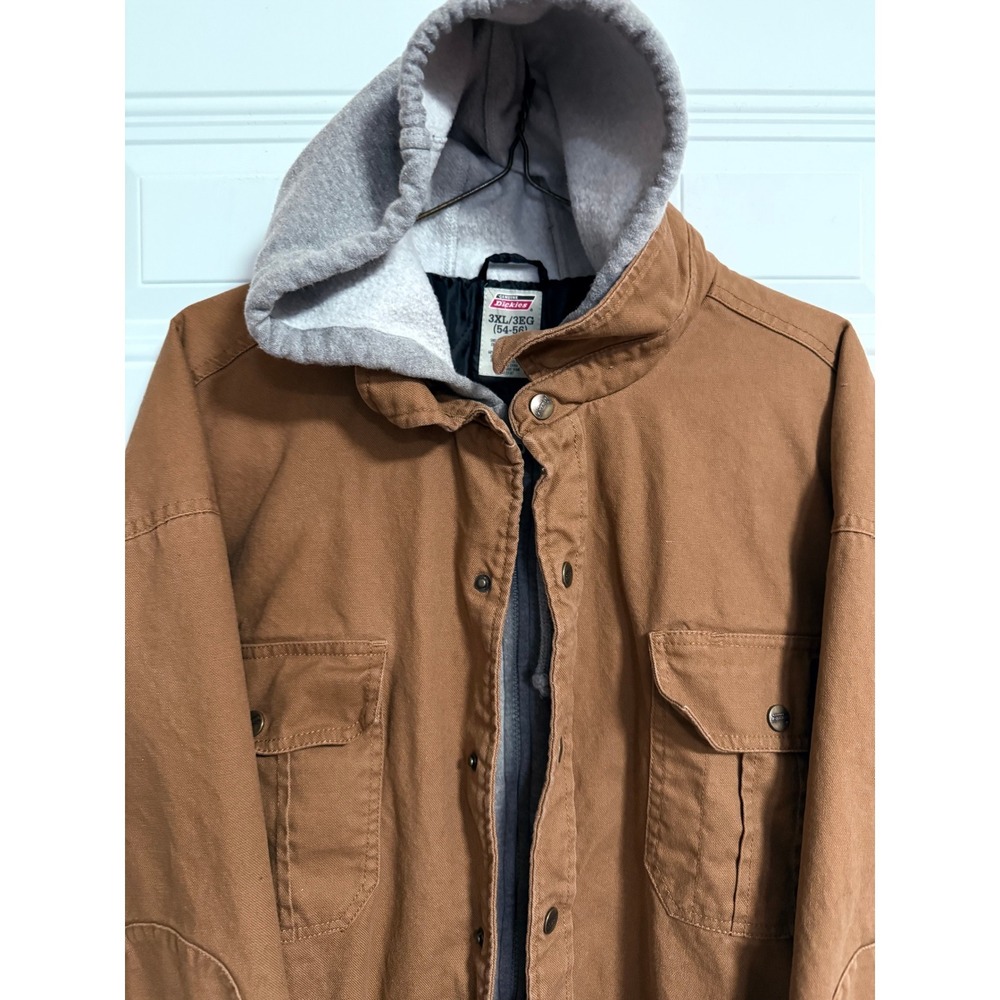 Dickies Men's Hooded Insulated Work Jacket 3XL (54–56) Brown Canvas Quilt Lined - Picture 7 of 12
